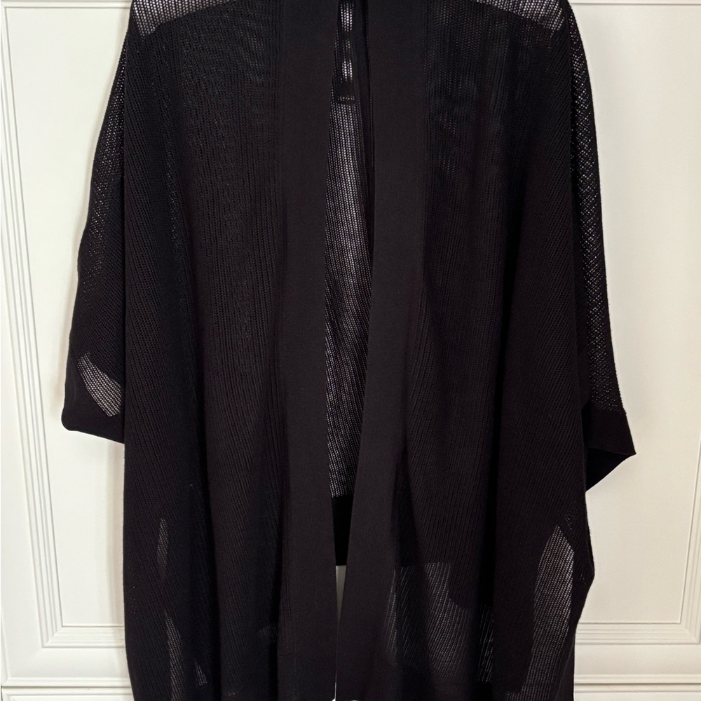 All Saints Black Sheer Open-Front Kimono Cardigan Size Small Oversized Flowy Fit